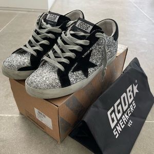 100% Authentic Golden Goose Superstar Silver Glitter Size 37